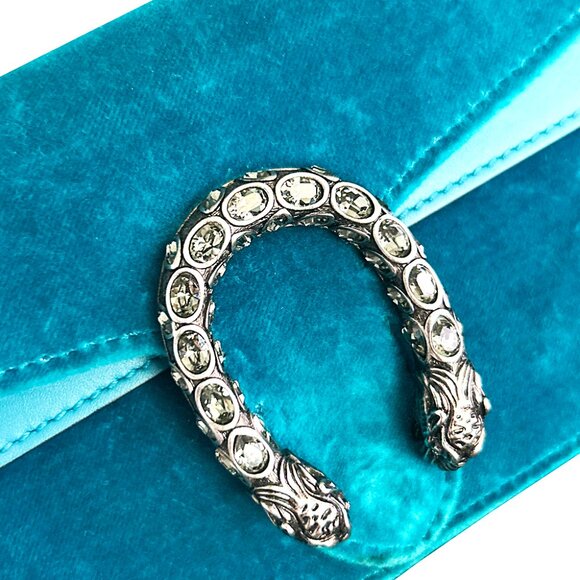 GUCCI Velvet Super Mini Dionysus Shoulder Bag Peacock Blue - Picture 3 of 15